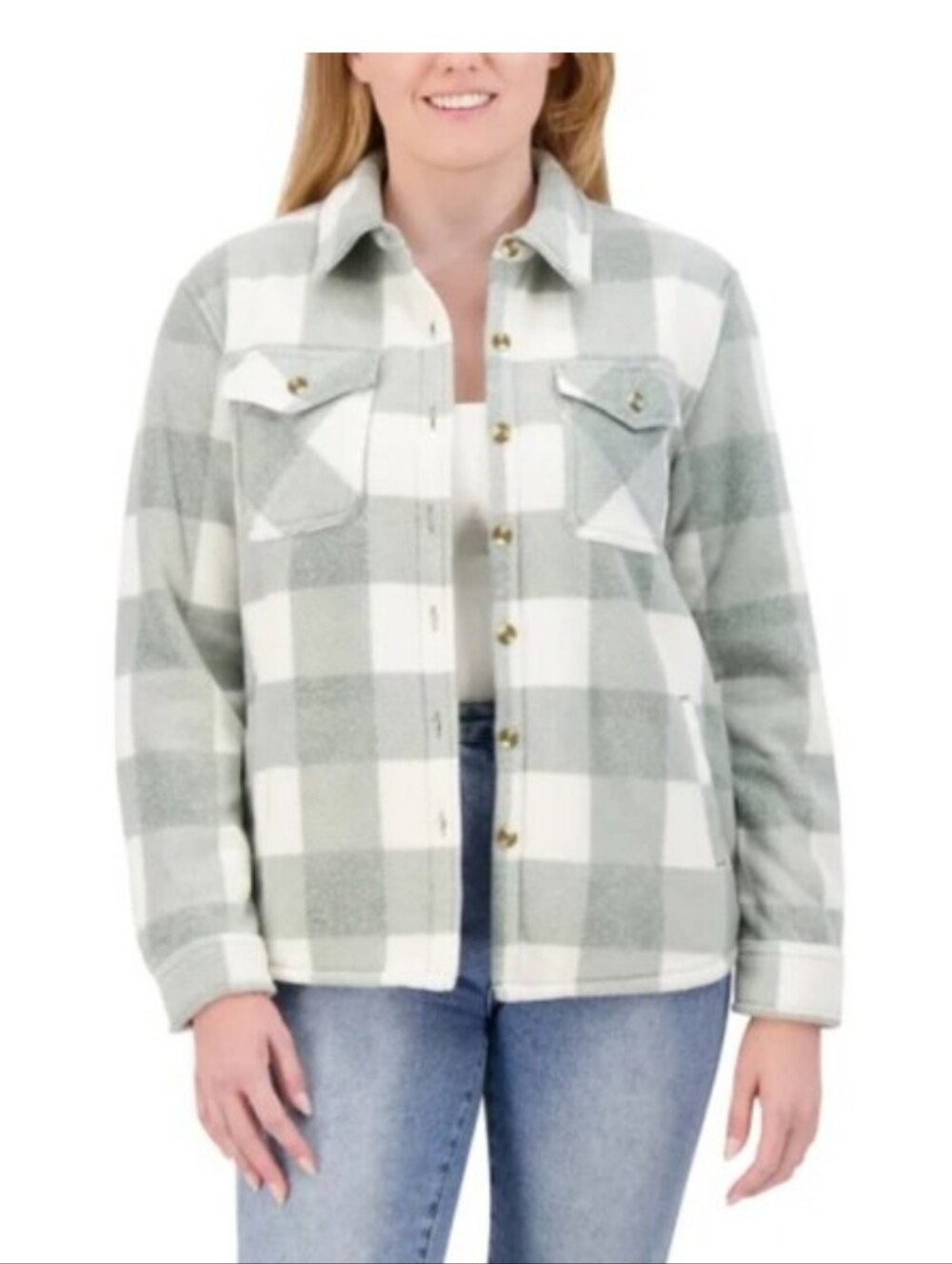NWT SAGE Ladies' Plush Shirt Jacket, Green Size Small